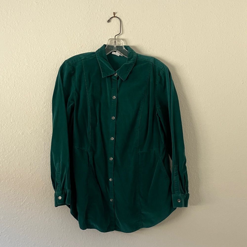 Green Corduroy J. Jill Button Down Shirt
